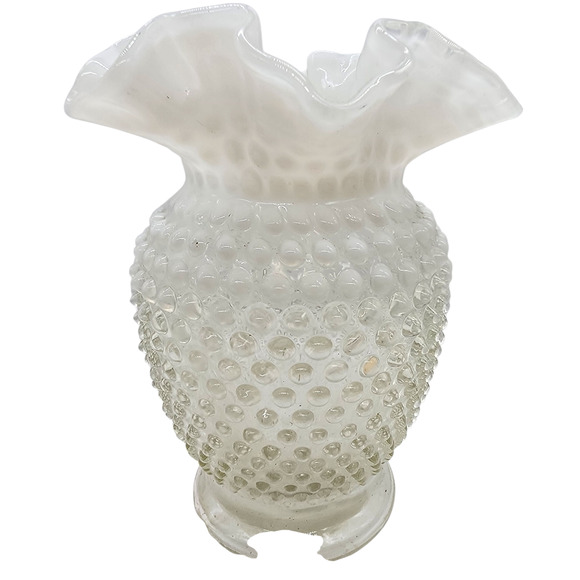 Vintage Fenton Opalescent Hobnail Pinched Ruffle Edged Vase - Picture 3 of 5
